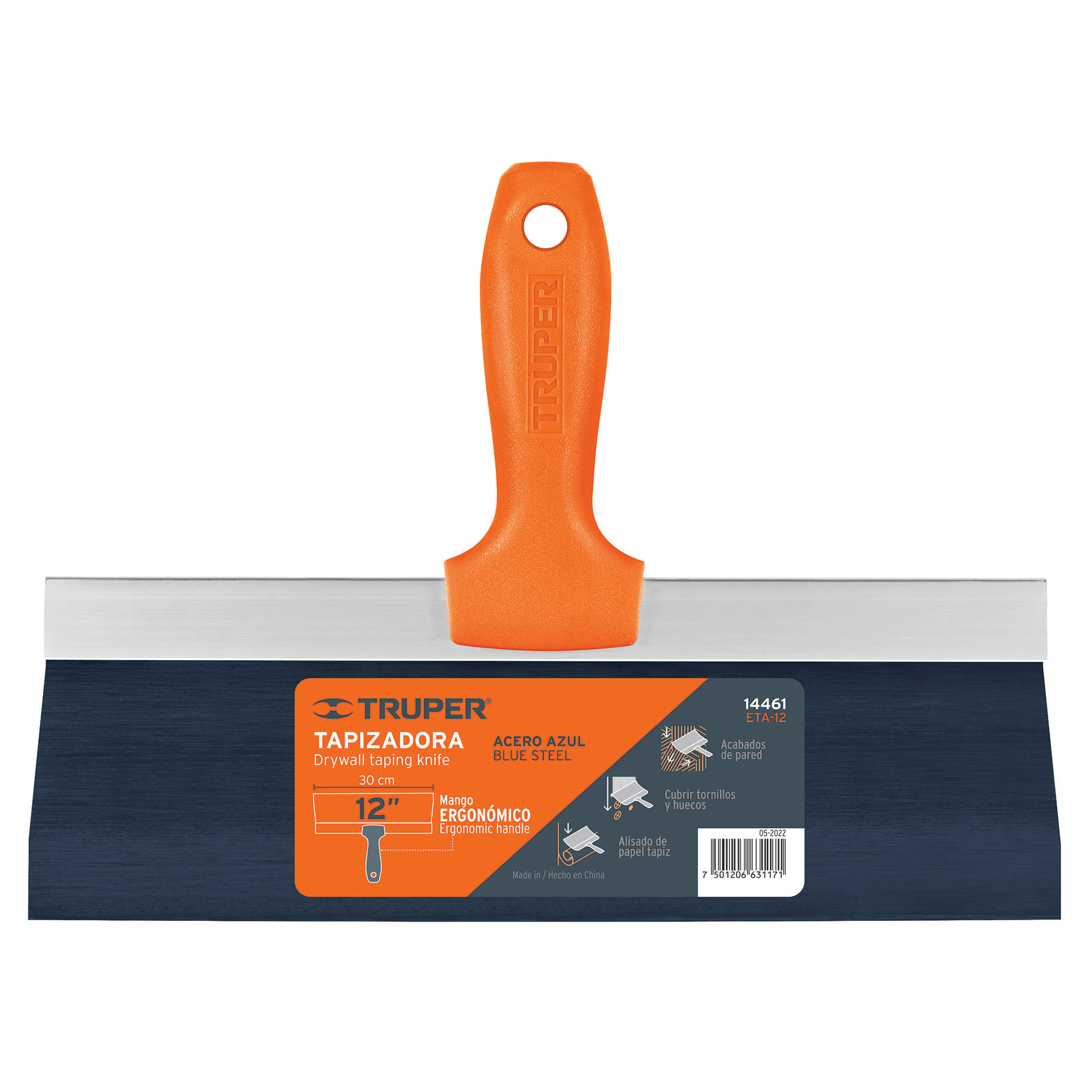 12" MEDIUM CARBON STEEL UPHOLSTERY SPATULA, TRUPER (14461 ( ETA-12 )