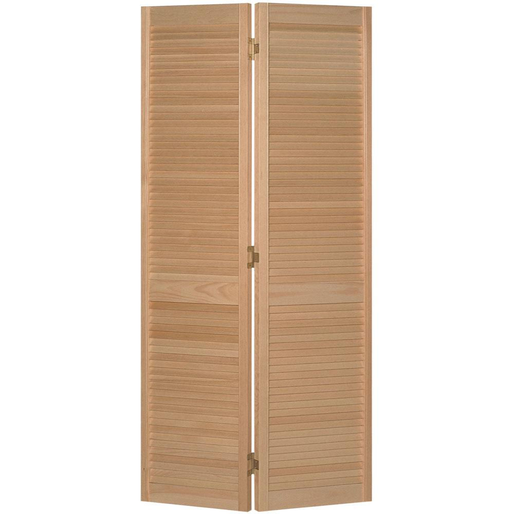 LOUVER/LOUVER BI-FOLD DOOR KIT, UNFINISHED PINE 36"X80"