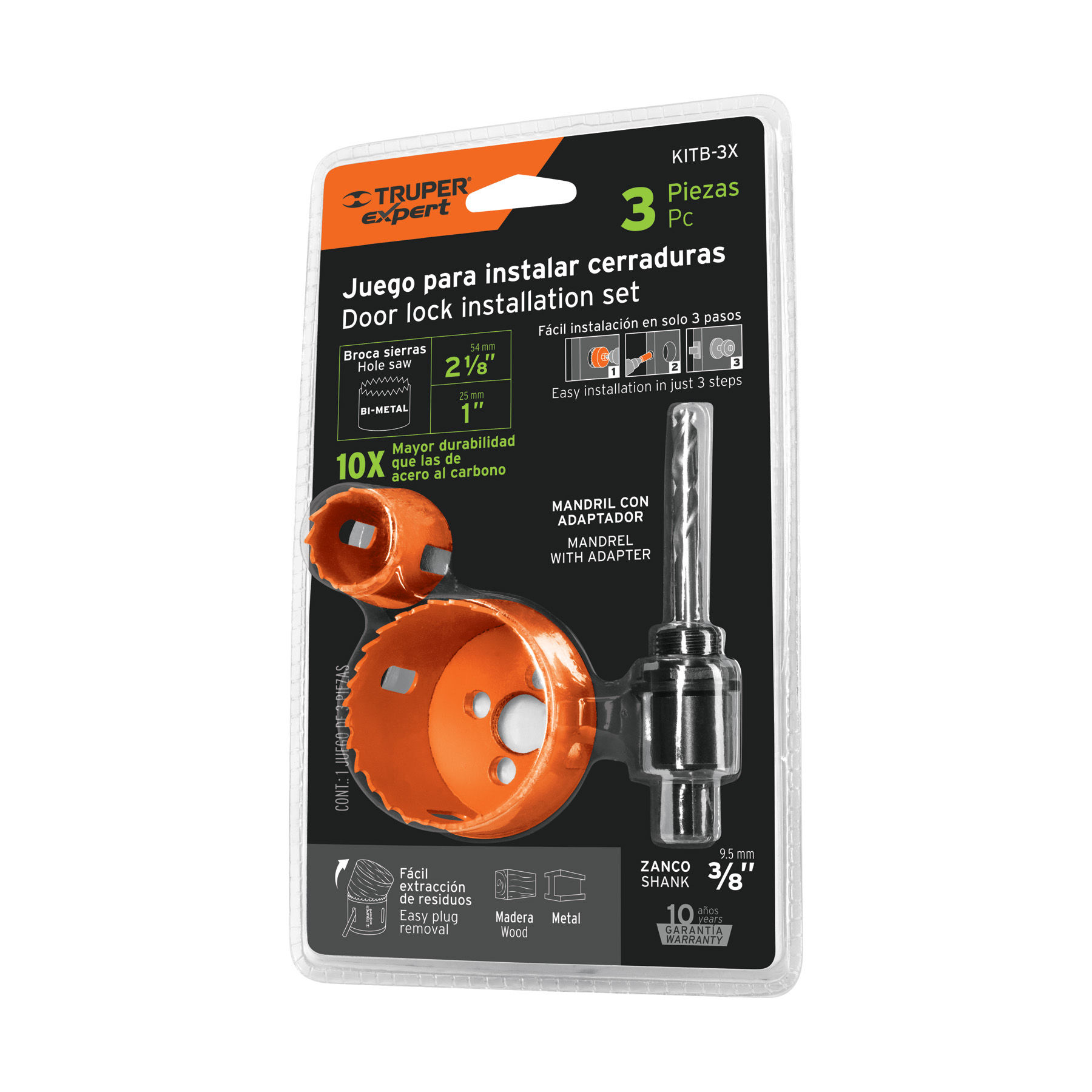 HOLE SAW SET 3PC 7/8" TRUPER