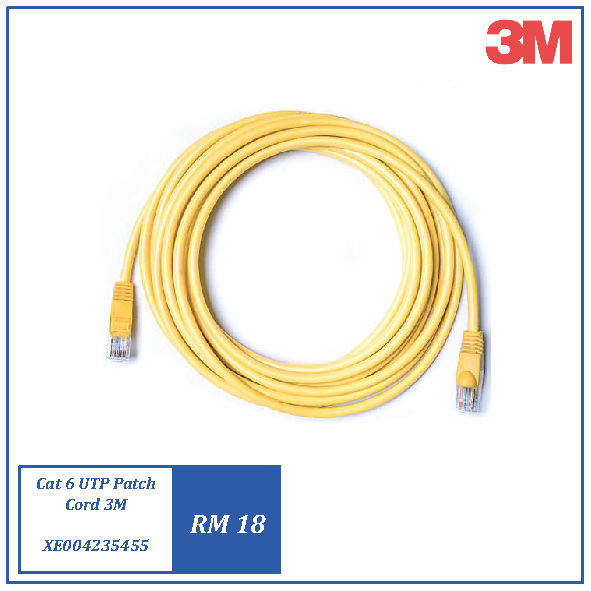 3M CAT 6 UTP PATCH CORD - 3 METER (YELLOW)