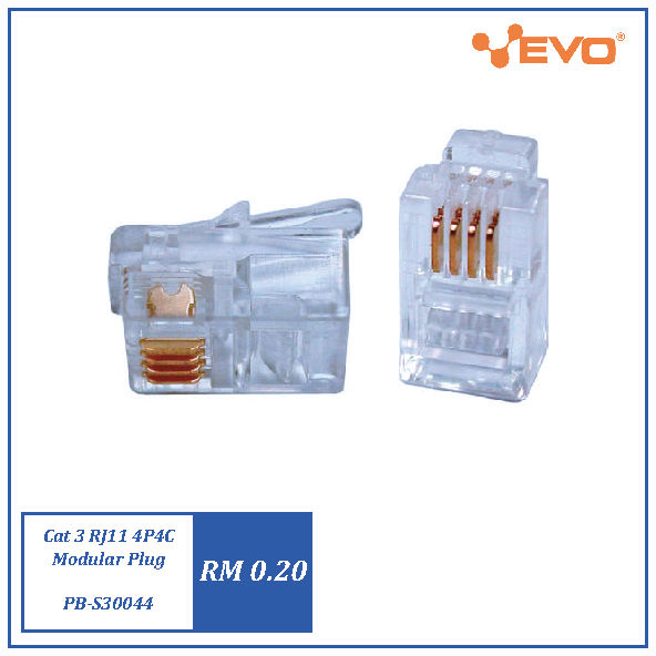 CAT 3 RJ11 6P4C MODULAR PLUG