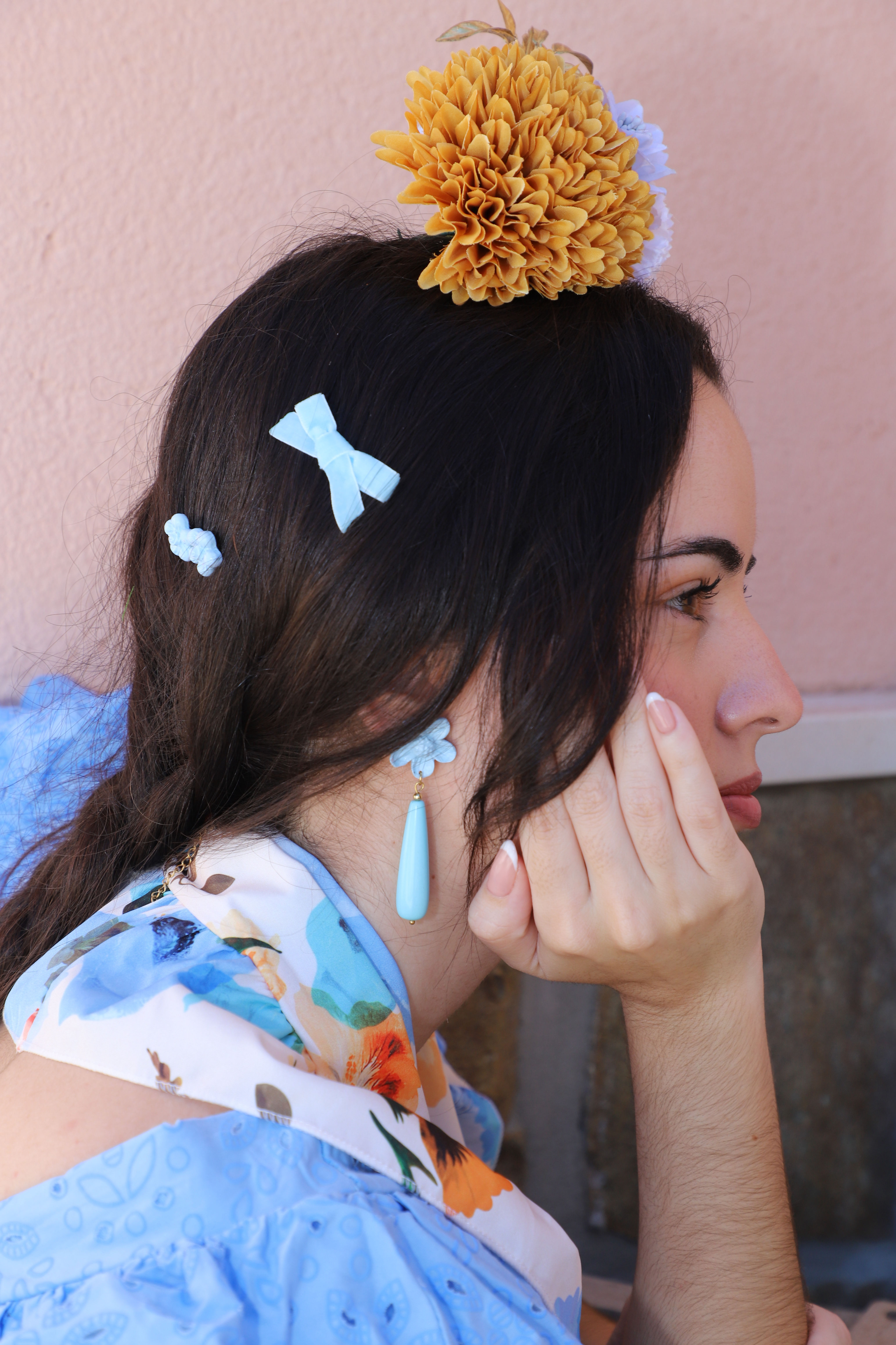 Pendientes Flor Azul
