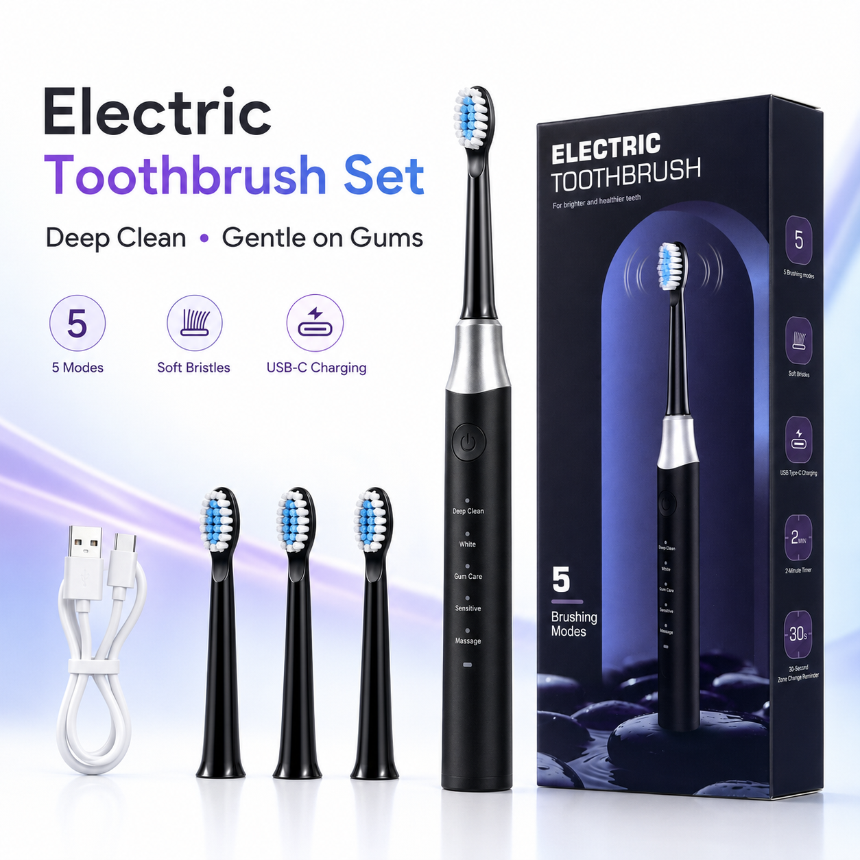 Dr.Yadent YD07 Electric Sonic Toothbrush Sensitive Gum Care Rechargeable Toothbr