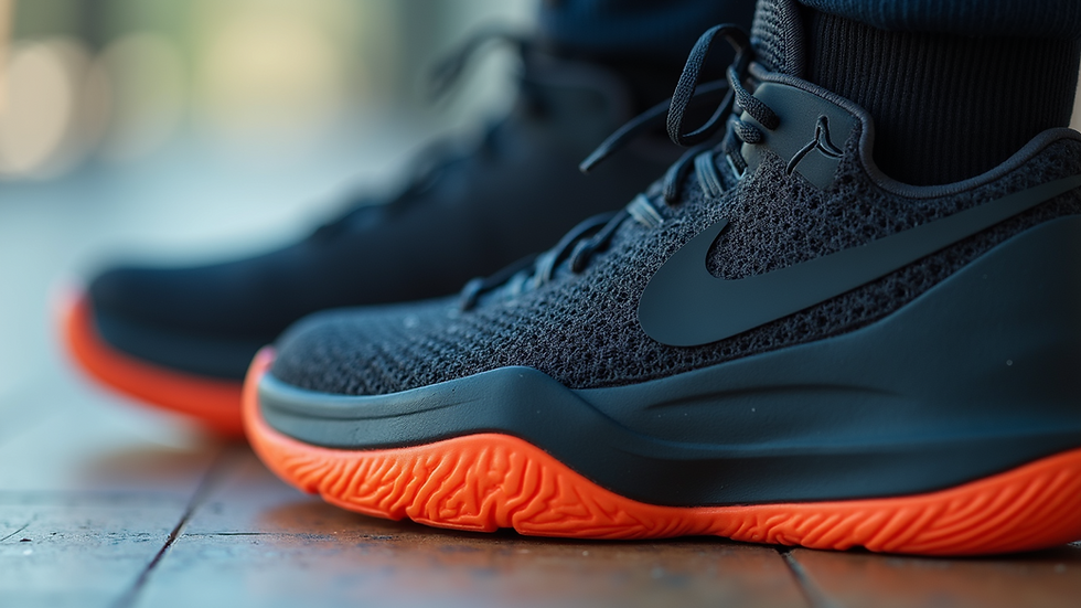 Close-up view of basketball sneaker interior showing cushioning and breathable mesh