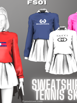Sweatshirt w/ tennis skirt