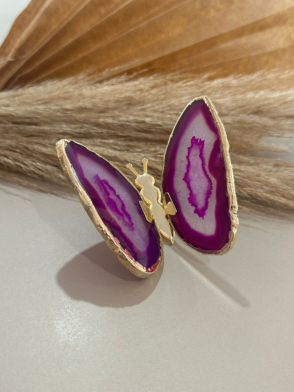 Miniatura: borboleta de pedra ágata roxa