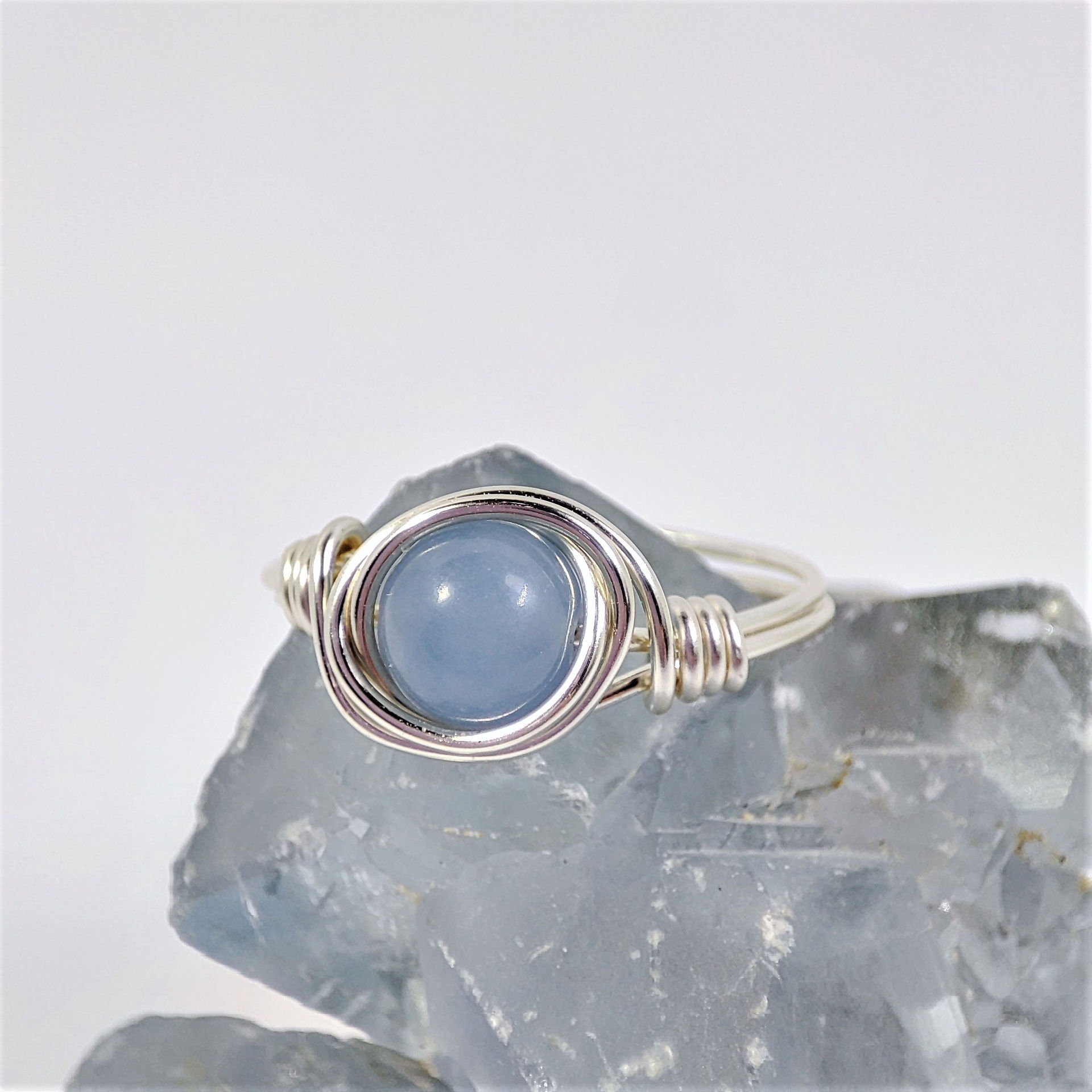Angelite Wire Wrapped Ring