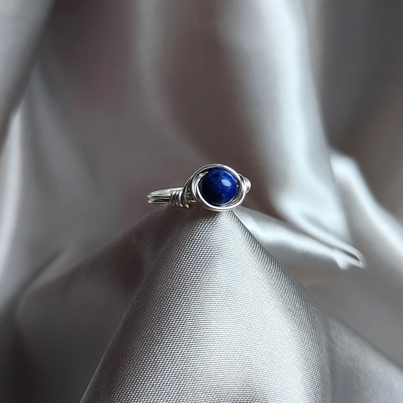 Lapis Lazuli Wire Wrapped Ring