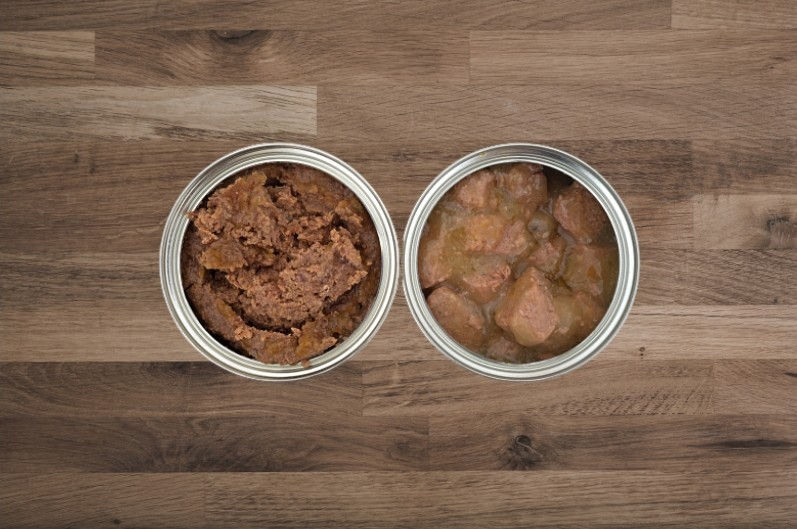 Canned dog food.