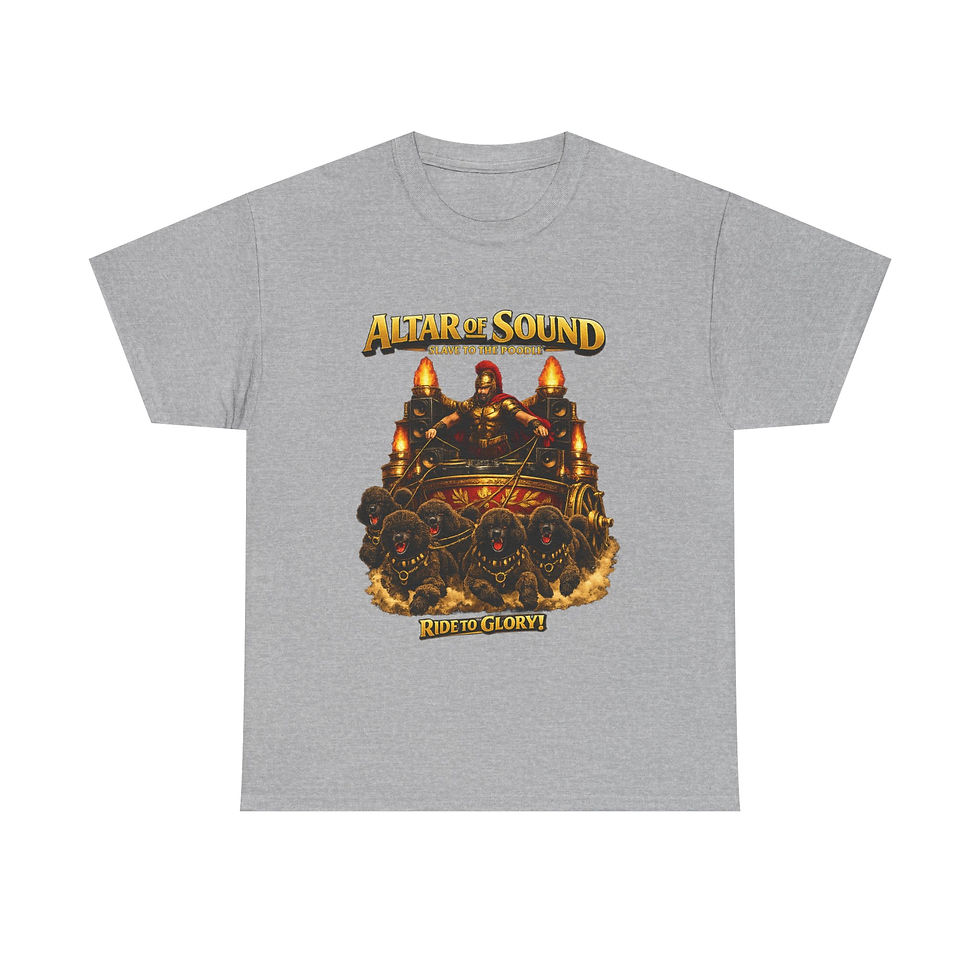 Thumbnail: Altar of Sound Band Tee — Heavy Metal Skull Chariot Graphic T-Shirt