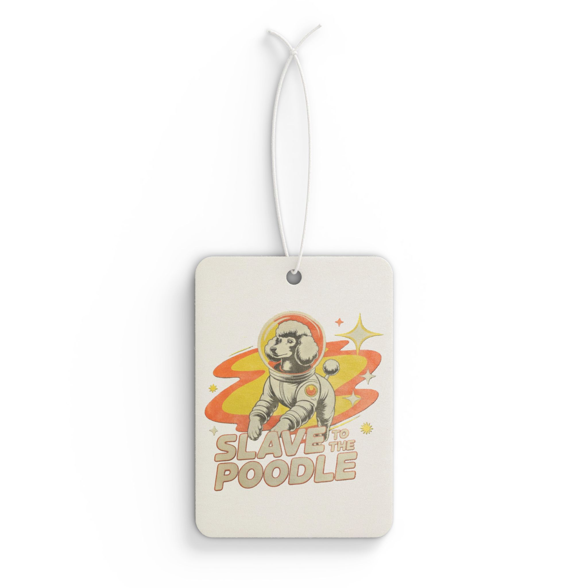 Astronaut Poodle Car Air Freshener – Retro Space Dog Scented Ornament