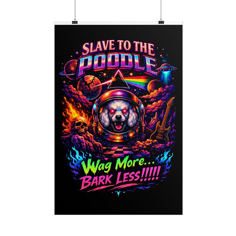 Thumbnail: Rolled Poster  "Slave to the Poodle" Neon Space Art Poster (Wag More, Bark Less)