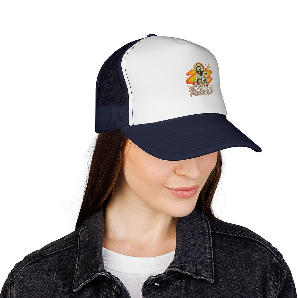 Thumbnail: Trucker Hat — Retro 'Slave Poodle' Space Dog Graphic Cap