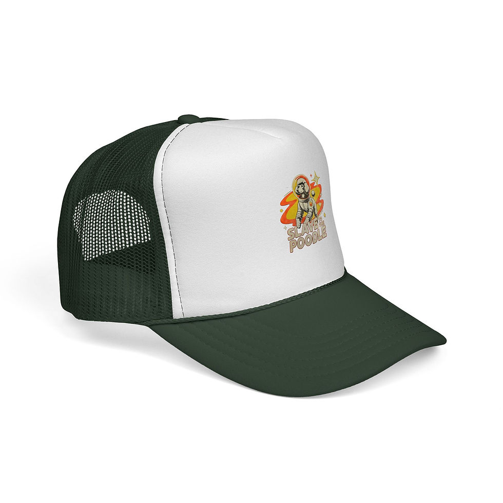 Thumbnail: Trucker Hat — Retro 'Slave Poodle' Space Dog Graphic Cap