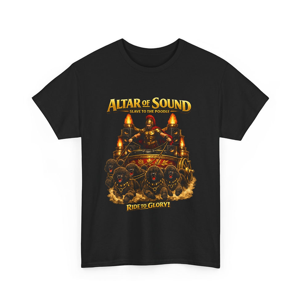 Thumbnail: Altar of Sound Band Tee — Heavy Metal Skull Chariot Graphic T-Shirt