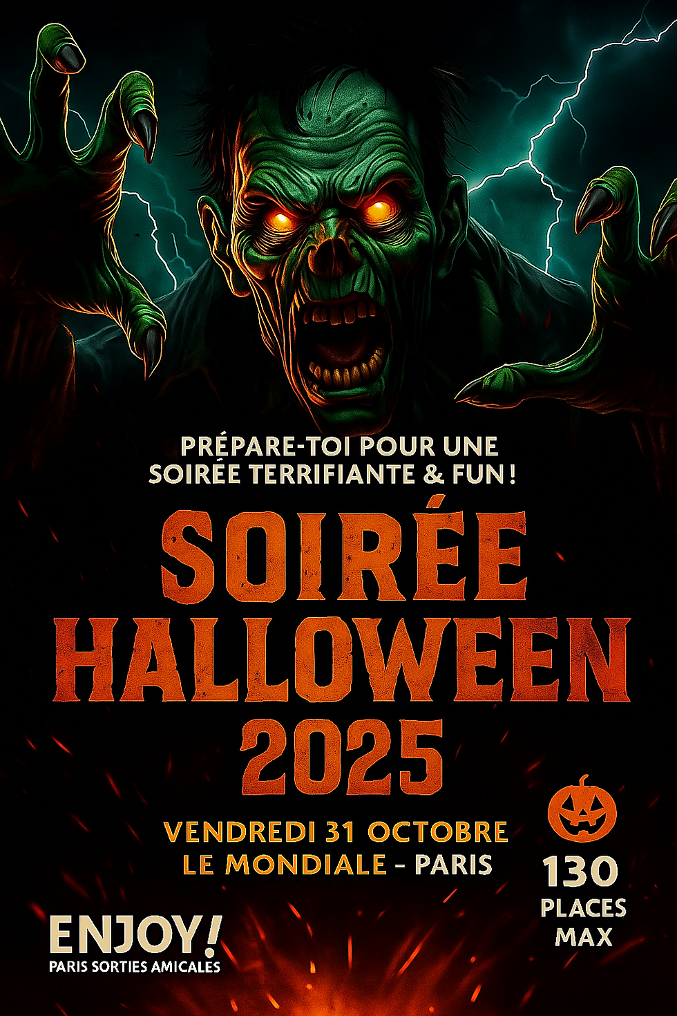 đ SoirĂ©e Halloween 2025 â ENJOY! Paris Sorties Amicales đ Vendredi 31 octobre 2025 -Avec la TEAM ENJOY!(120 inscrits)