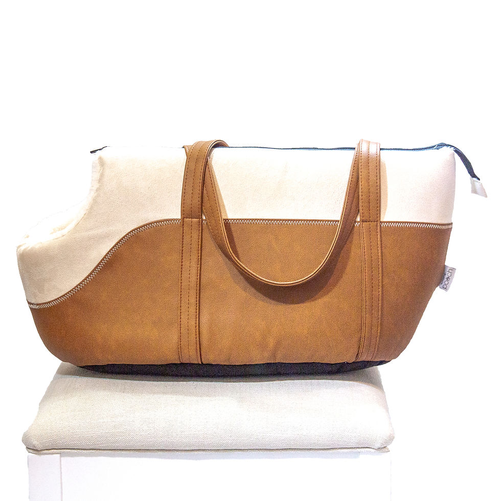 Thumbnail: Vegan Leather & Plush Carrier - TAN