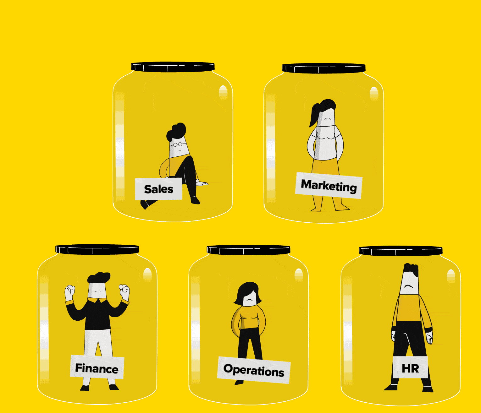 zoho one gif showing all the relevant department it works with