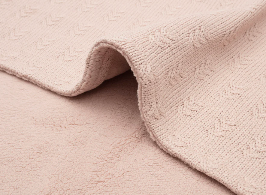 Thumbnail: (SA) Jollein - Deken Wieg 75x100cm Grain knit - Wild Rose/Velour