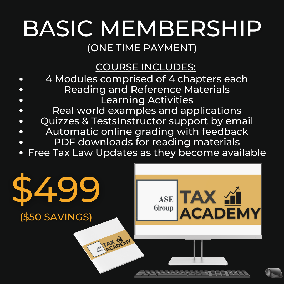 ASE Tax Academy BASIC Course - One-Time Payment | ASE Group