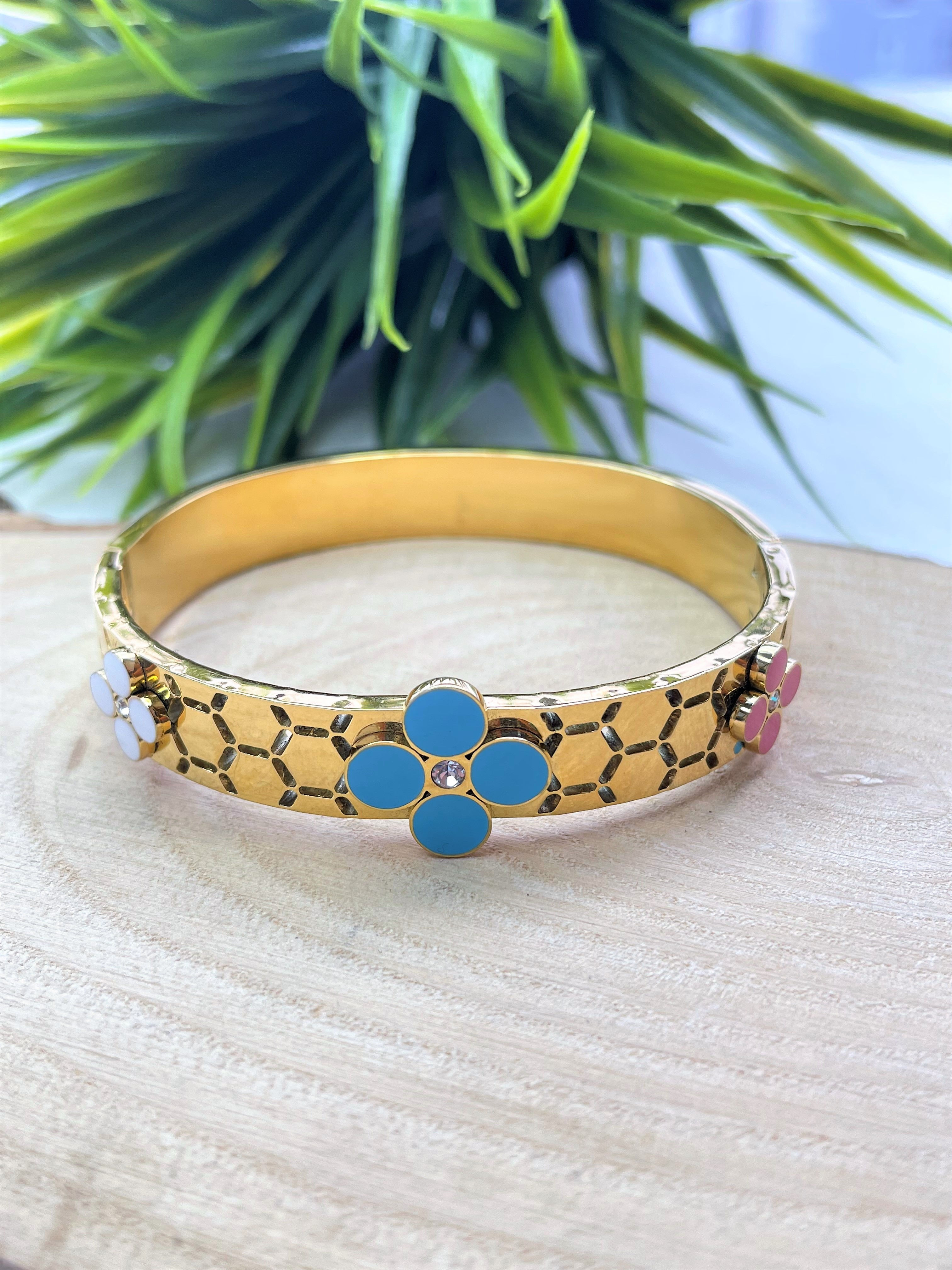 Çiçek Üç Renk Çelik Kelepçe