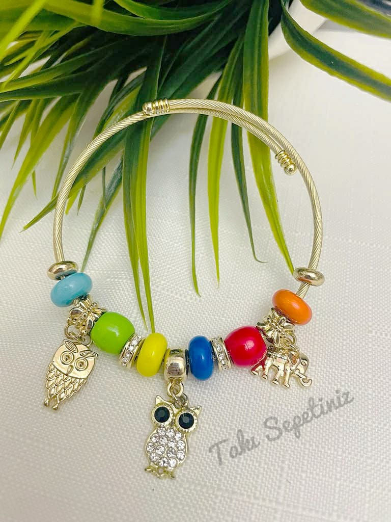 Baykuş Detaylı Charm Bileklik