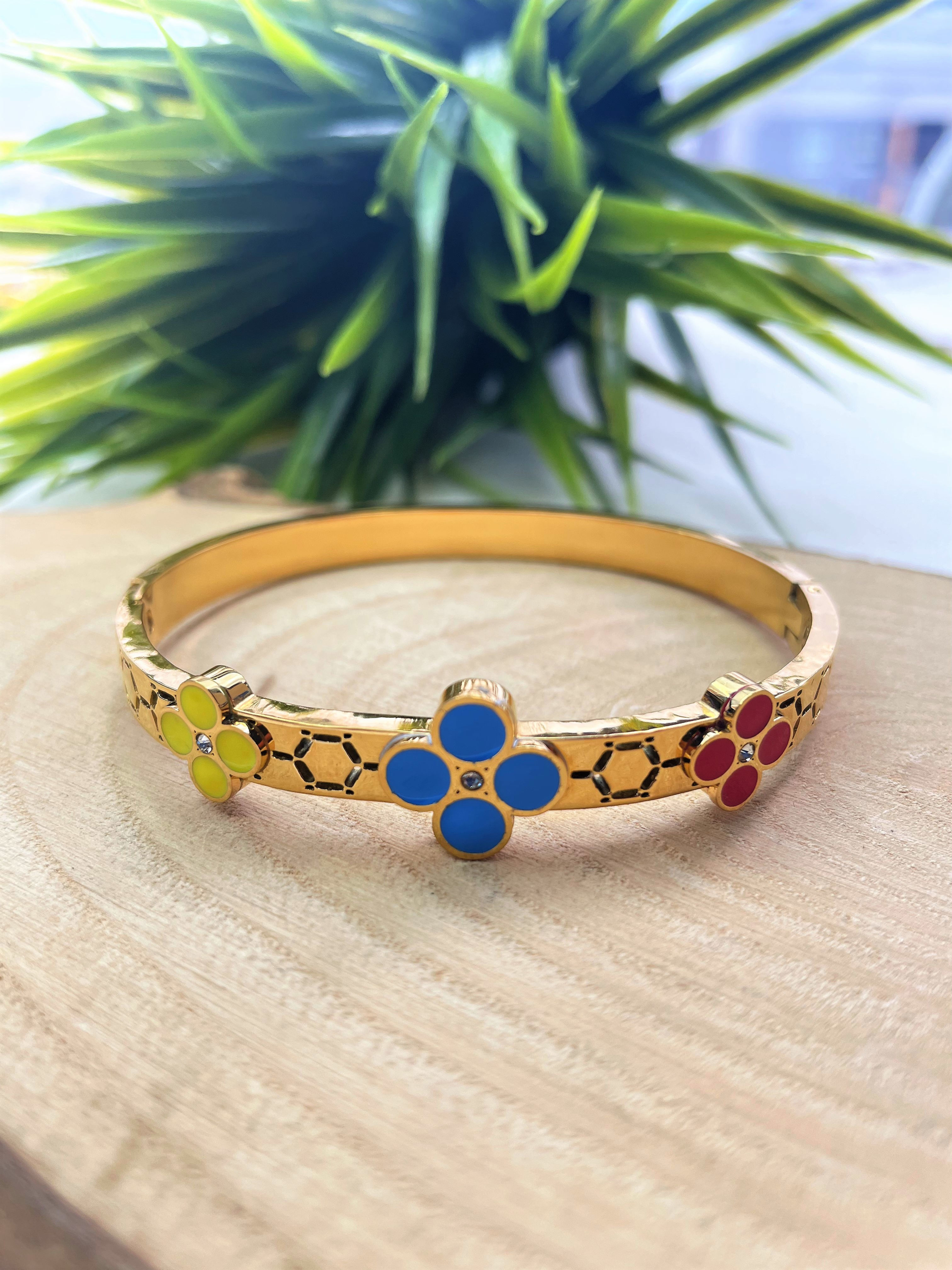 Çiçek Üç Renk Çelik Kelepçe