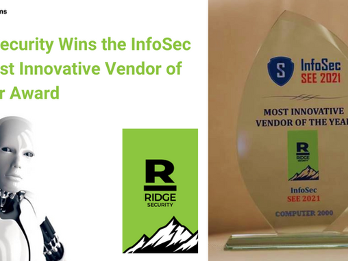 Ridge Security คว้ารางวัล InfoSec SEE Most Innovative Vendor of the Year Award