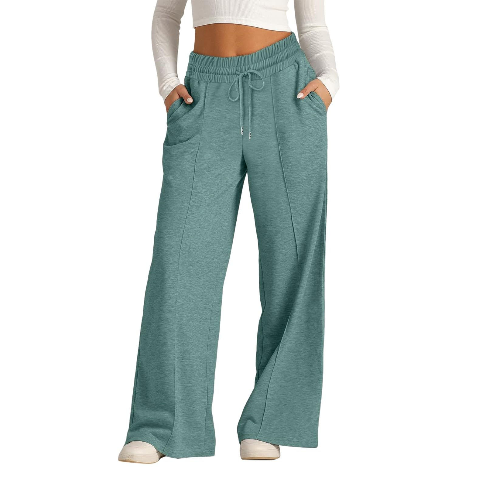 Lainuyoah Extra Wide Leg Sweatpants Woman Oversized Elastic Drawstring Straight