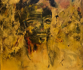 Tableau d'art contemporain avant restauration