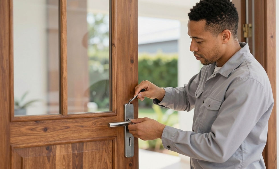 Picture of man working on home locks