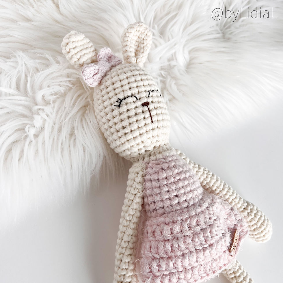 Thumbnail: White Bunny with Pink Dress and Bow