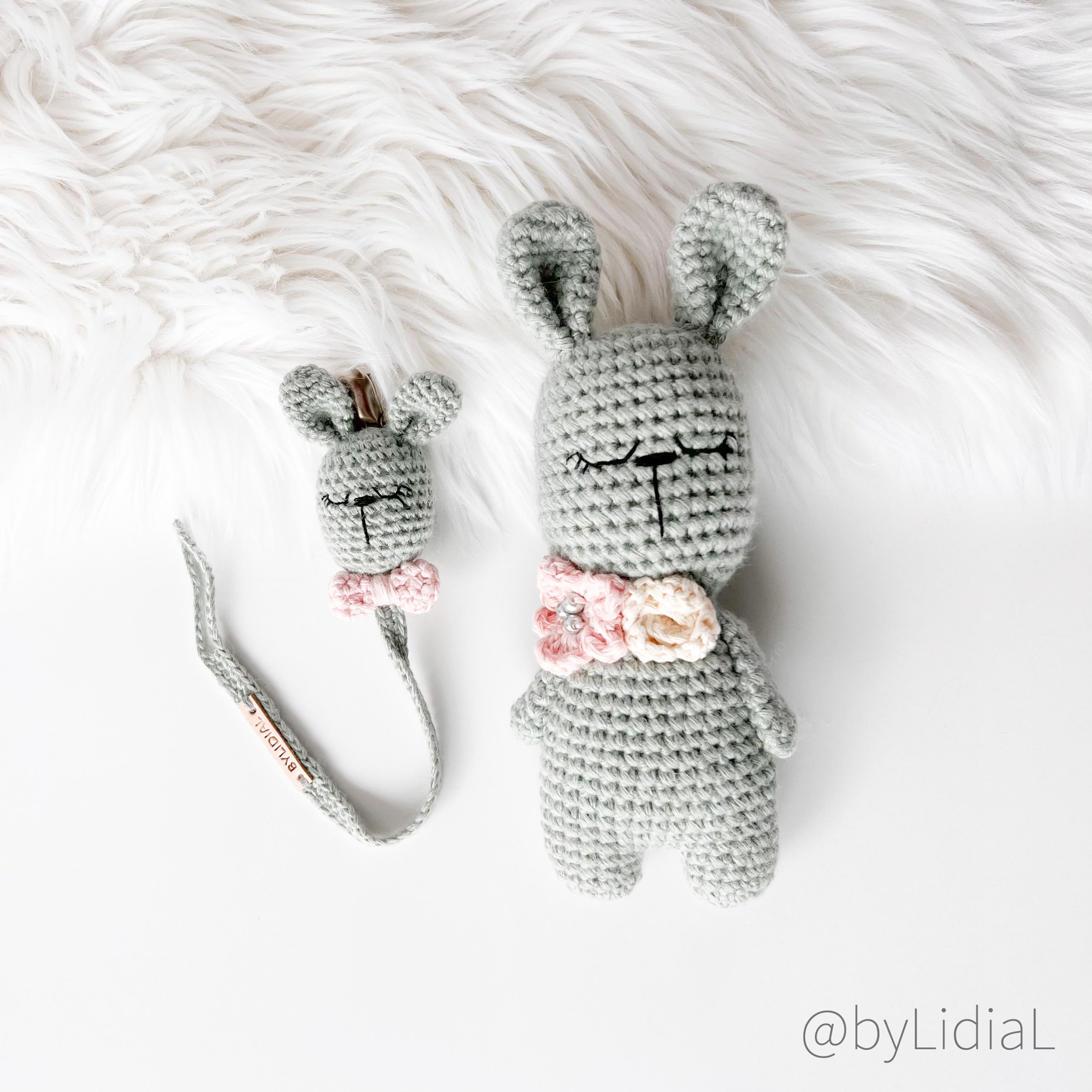 Bunny Toy and Pacifier Clip Set
