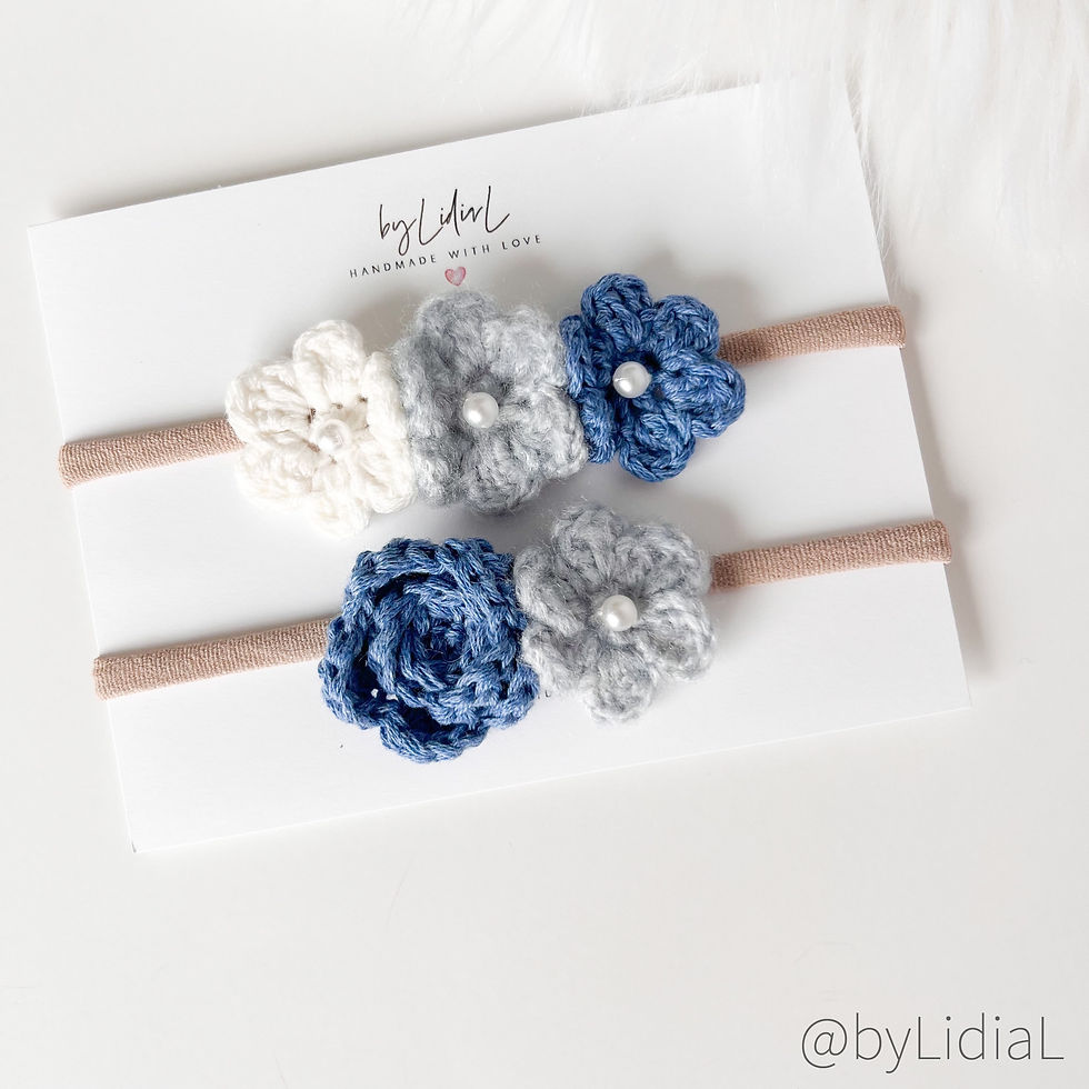 Thumbnail: Blue Flower Bow Hair Clip or Headband 