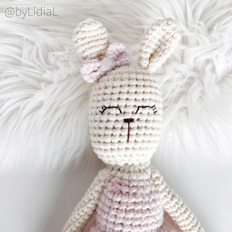 Thumbnail: White Bunny with Pink Dress and Bow