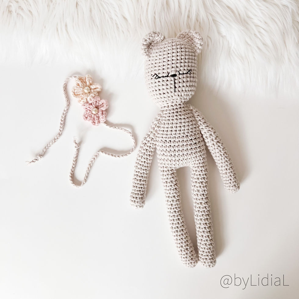 Thumbnail: Bear Toy with Headband  and  Pacifier Clip Set