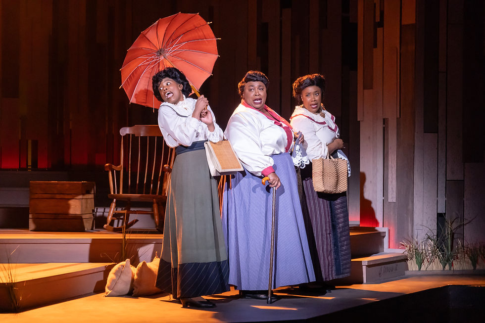 Allison Jones, Mia Ramsey, and Jenise Cook in KCRep’s 2025 production of The Color Purple