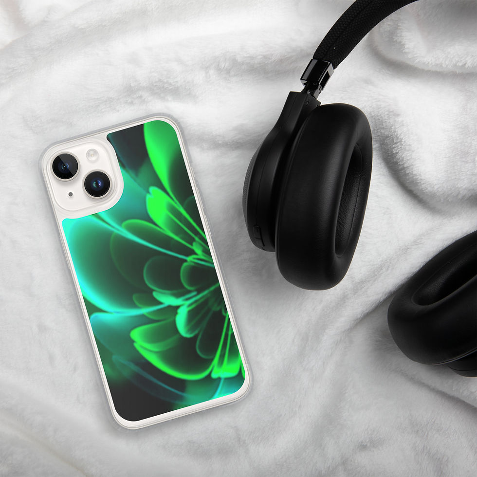 Thumbnail: iPhone Case | Abstract Fractal, Green Cyan Stylized Petals (ID-018)