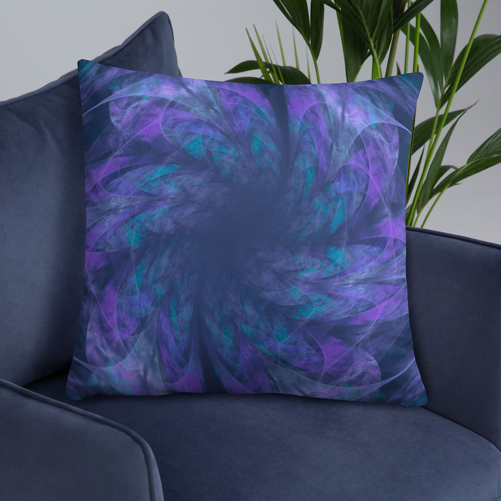 Thumbnail: Basic Pillow | Abstract Fractal, Blue Violet Thin  Petals (ID-071)
