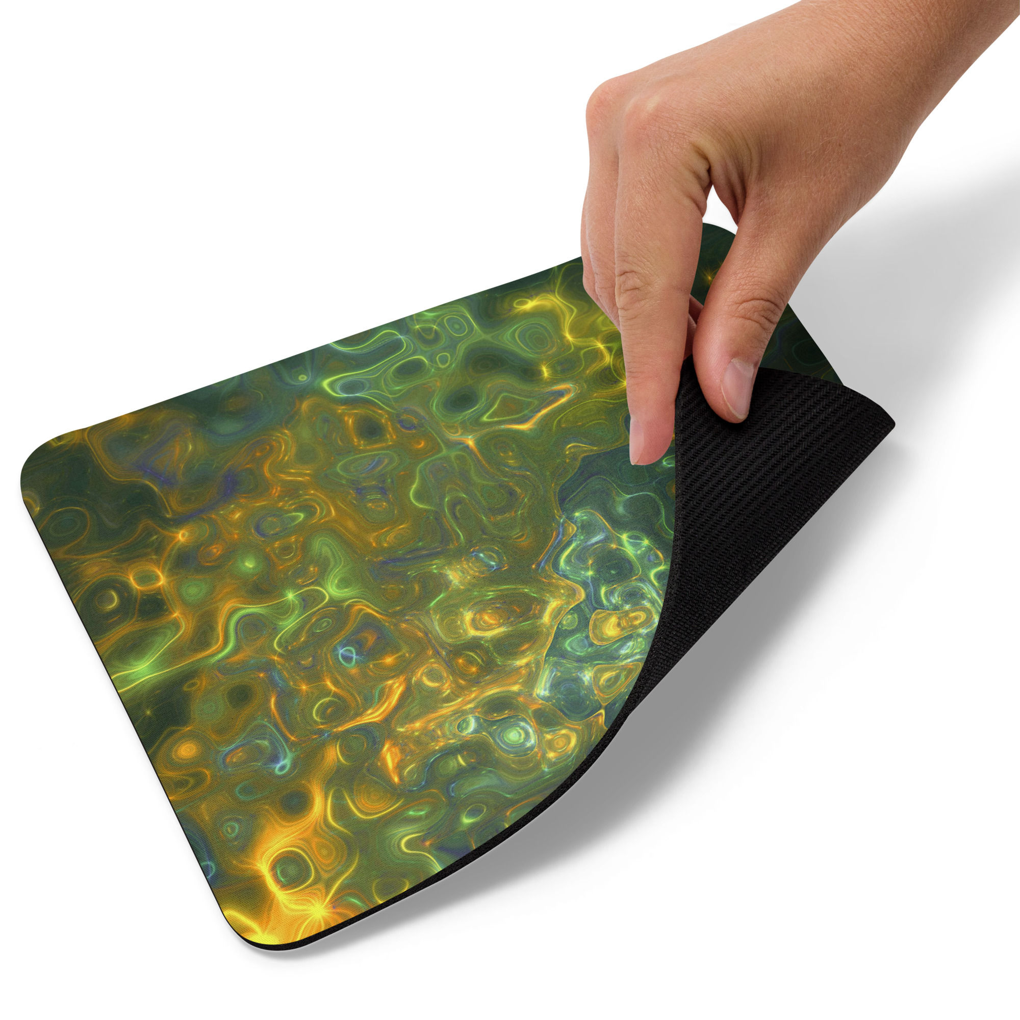 Mouse Pad | Abstract Pattern, Green Yellow Shiny Stone (ID-085)