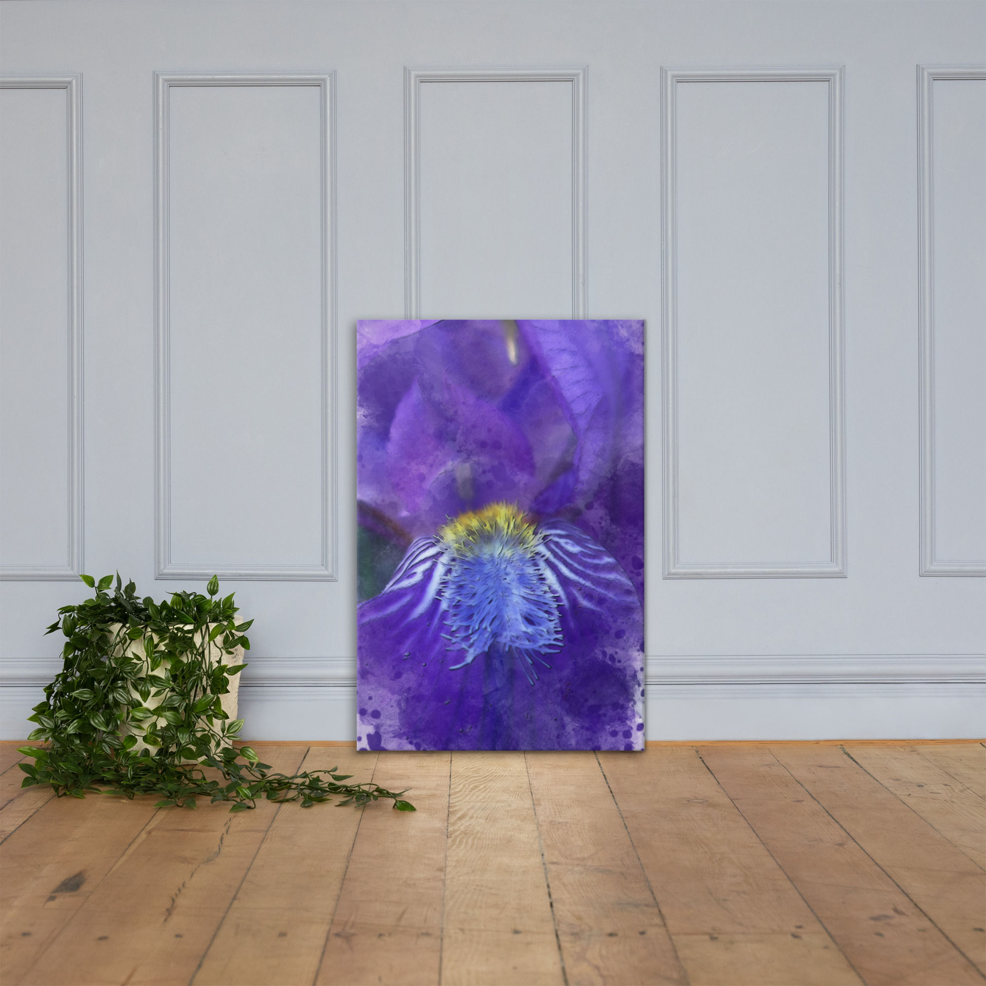 Canvas Print | Digital Paint, Purple Iris Flower (ID-005)