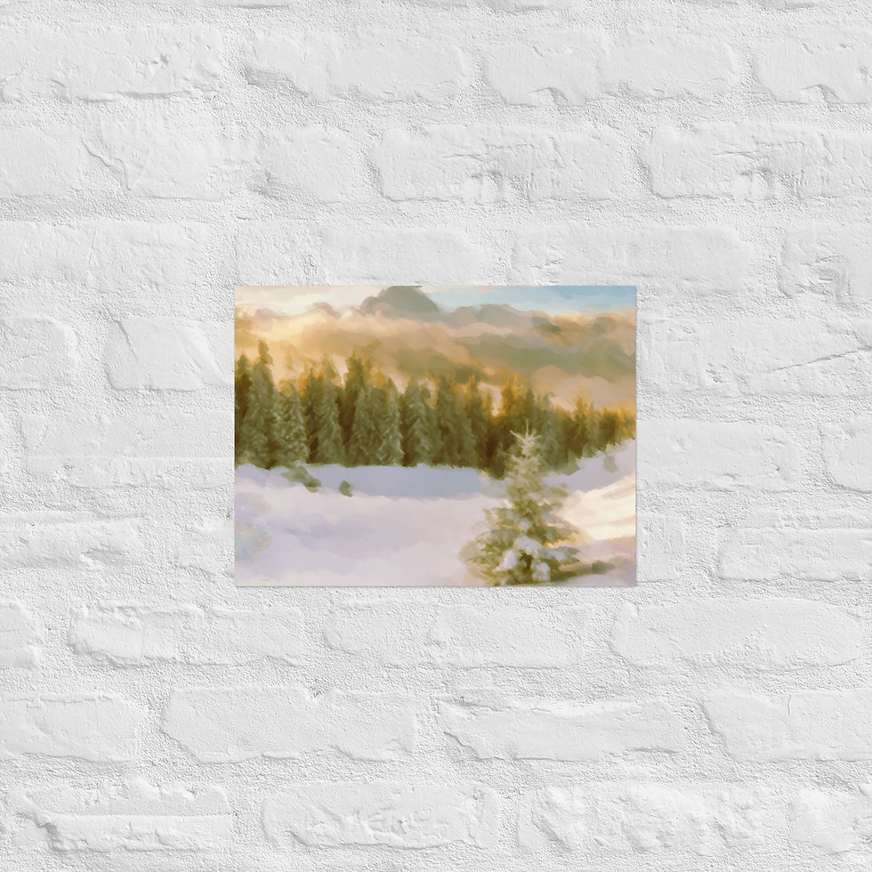 Thumbnail: Poster | Enhanced Matte Paper | Digital Paint, Mountain Forest Winter (ID-192)