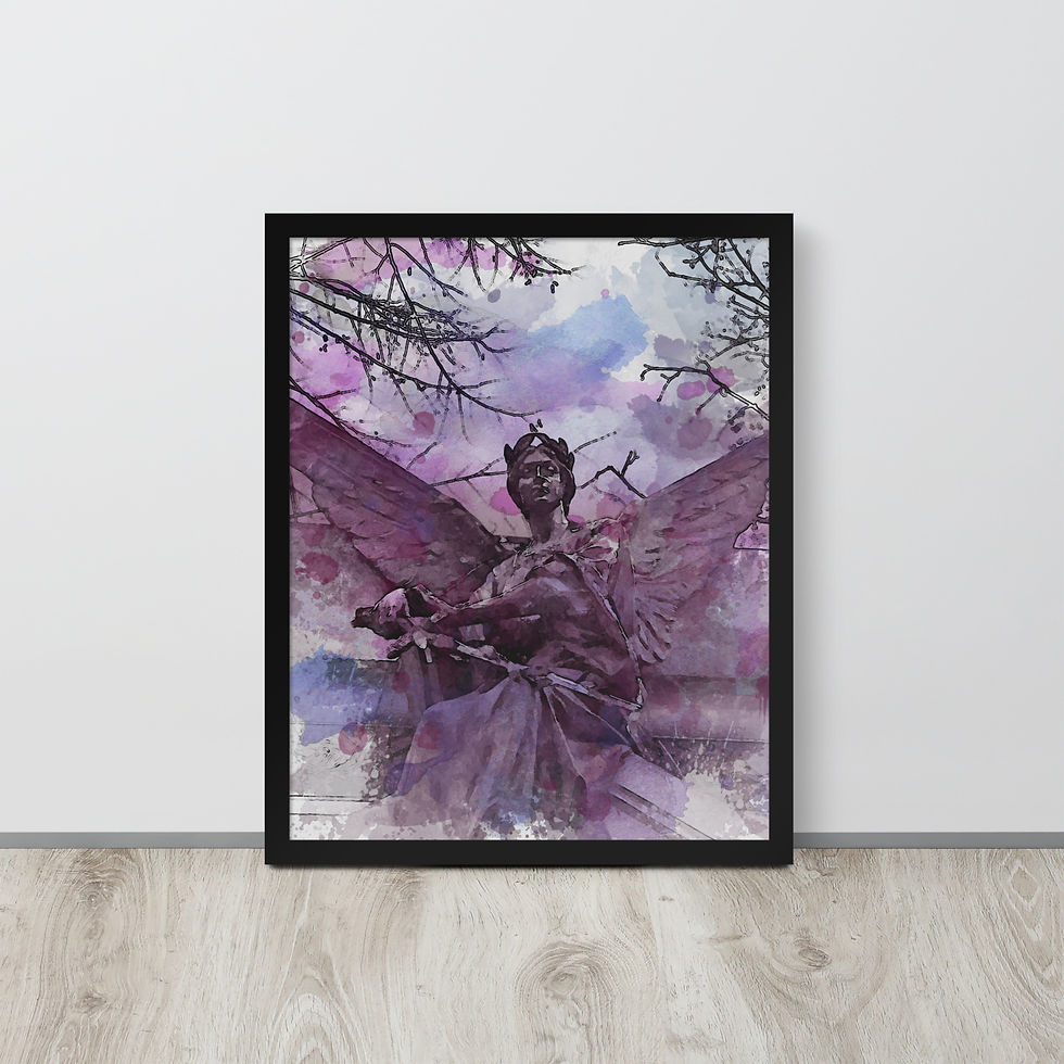 Thumbnail: Framed Poster | Photo Paper | Digital Paint, Purple Stone Angel Fantasy (ID-077)