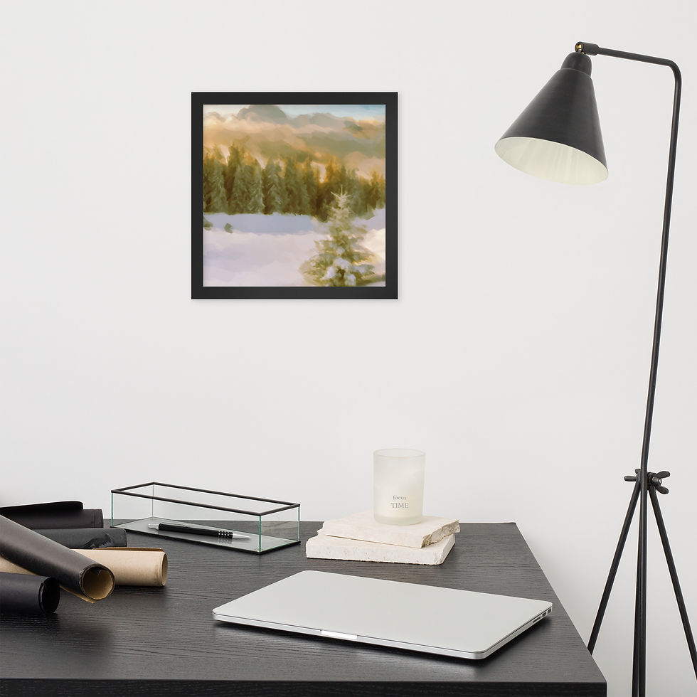 Thumbnail: Framed Poster | Photo Paper | Digital Paint, Mountain Forest  Winter (ID-192)