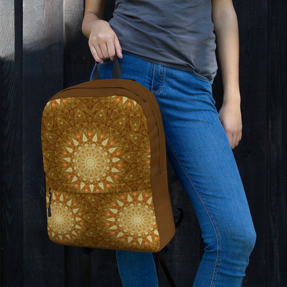 Backpack | Pocket | Abstract Mandala, Thin Lines Orange Elegant (ID-194)
