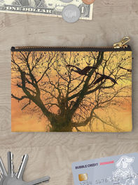 Carry-all pouch, nature inspiration print. Leafless tree silhouette at sunset (ID-030)