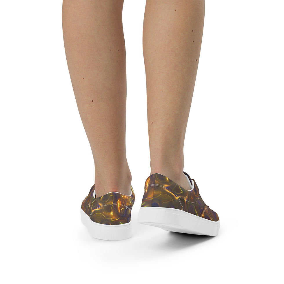 Thumbnail: Women’s Shoes | Lace-up Canvas | Abstract Pattern, Purple Yellow Stone (ID-086)