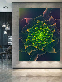 Wall art, abstract design. Original fractal art violet chrysantemum shape (ID-174)