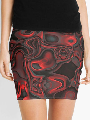MINI SKIRT, abstract design stylish. Gemstone original pattern design stylish red, magent