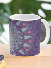 Coffee mug, abstract violet print. Original mandala inspiration shape (ID-193)